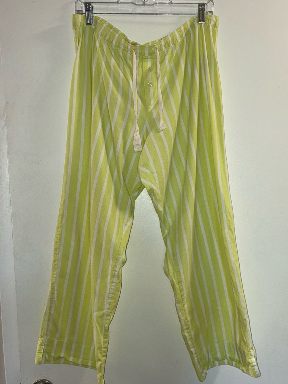 Love By Design Lime and White Vertical Stripe Pajama Pants